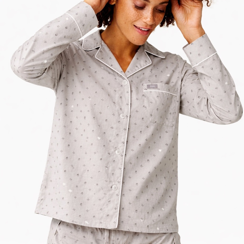 Figs Women Dream Big Pajama Lounge Scrub Button Down Shirt Size Small Top PJ